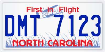 NC license plate DMT7123