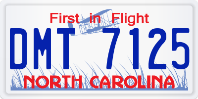 NC license plate DMT7125