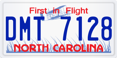 NC license plate DMT7128