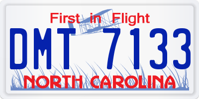 NC license plate DMT7133