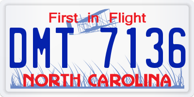 NC license plate DMT7136