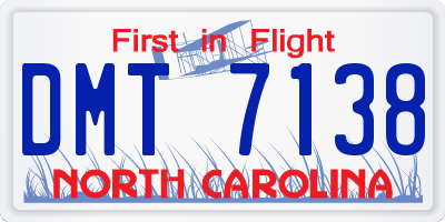 NC license plate DMT7138