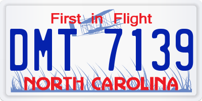 NC license plate DMT7139