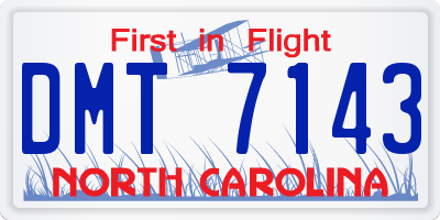 NC license plate DMT7143