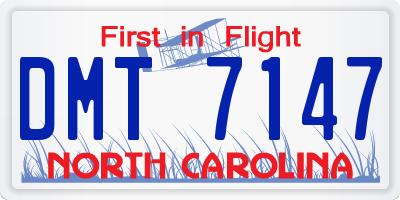 NC license plate DMT7147