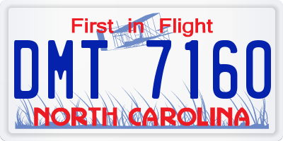 NC license plate DMT7160