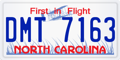 NC license plate DMT7163