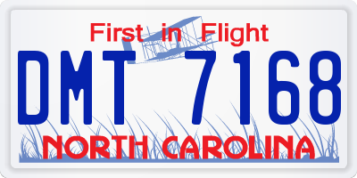 NC license plate DMT7168