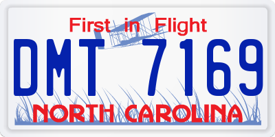 NC license plate DMT7169