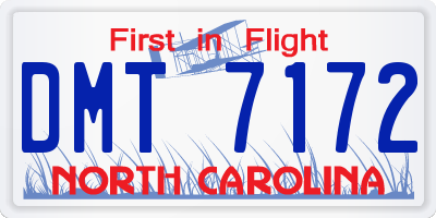 NC license plate DMT7172