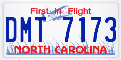 NC license plate DMT7173