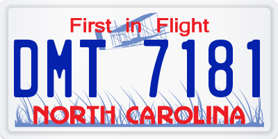 NC license plate DMT7181