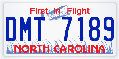 NC license plate DMT7189