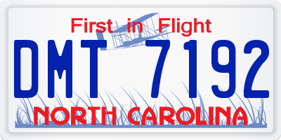 NC license plate DMT7192