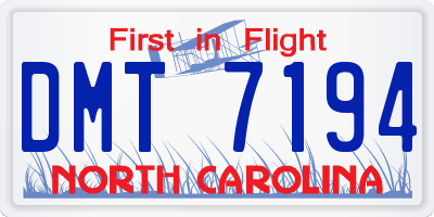 NC license plate DMT7194