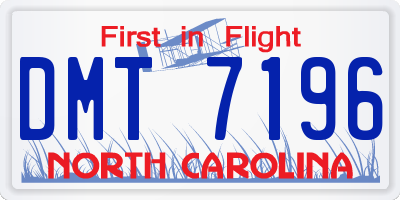 NC license plate DMT7196