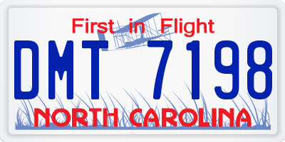 NC license plate DMT7198