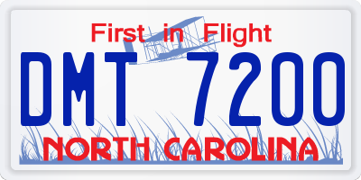 NC license plate DMT7200
