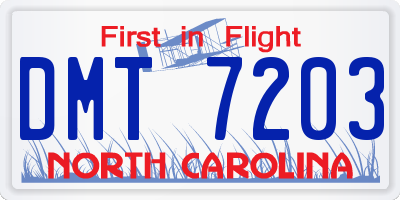 NC license plate DMT7203