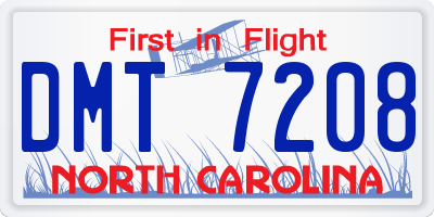 NC license plate DMT7208