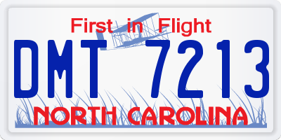 NC license plate DMT7213