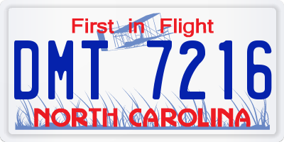 NC license plate DMT7216