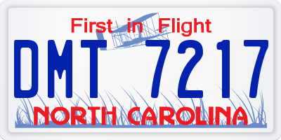 NC license plate DMT7217