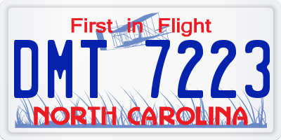NC license plate DMT7223