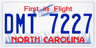 NC license plate DMT7227