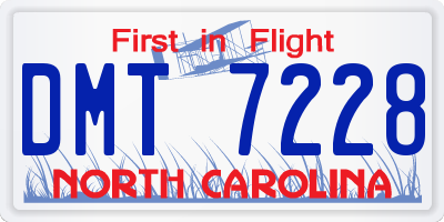 NC license plate DMT7228