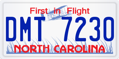 NC license plate DMT7230