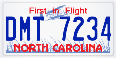 NC license plate DMT7234