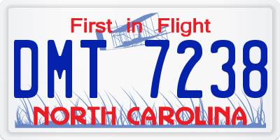 NC license plate DMT7238
