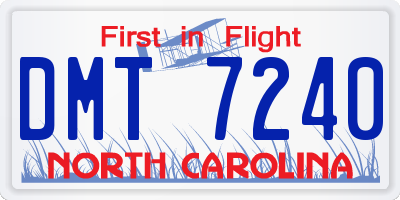 NC license plate DMT7240