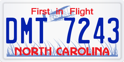 NC license plate DMT7243