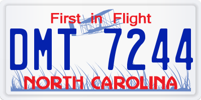 NC license plate DMT7244