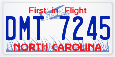 NC license plate DMT7245