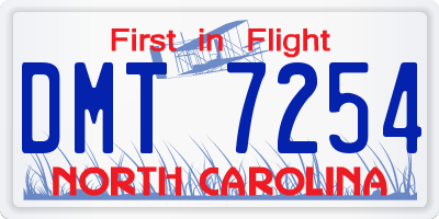 NC license plate DMT7254