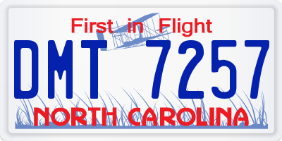 NC license plate DMT7257