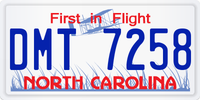 NC license plate DMT7258