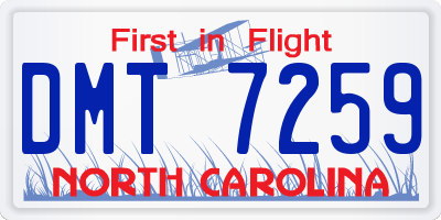 NC license plate DMT7259