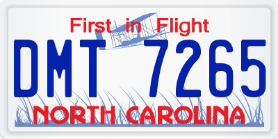 NC license plate DMT7265