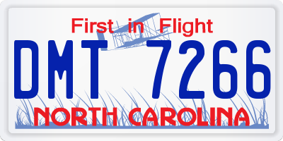 NC license plate DMT7266