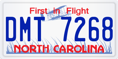 NC license plate DMT7268