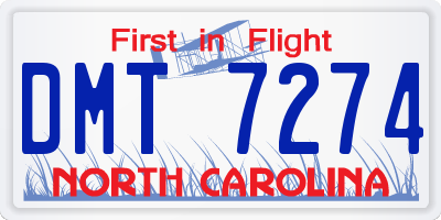 NC license plate DMT7274