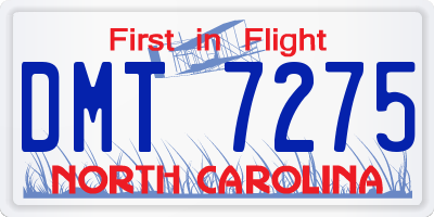 NC license plate DMT7275
