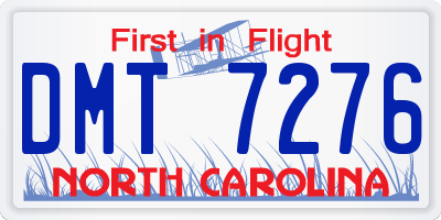 NC license plate DMT7276