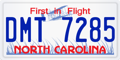 NC license plate DMT7285