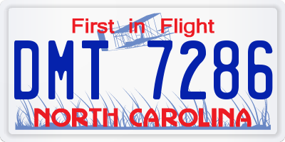 NC license plate DMT7286