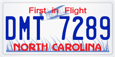 NC license plate DMT7289